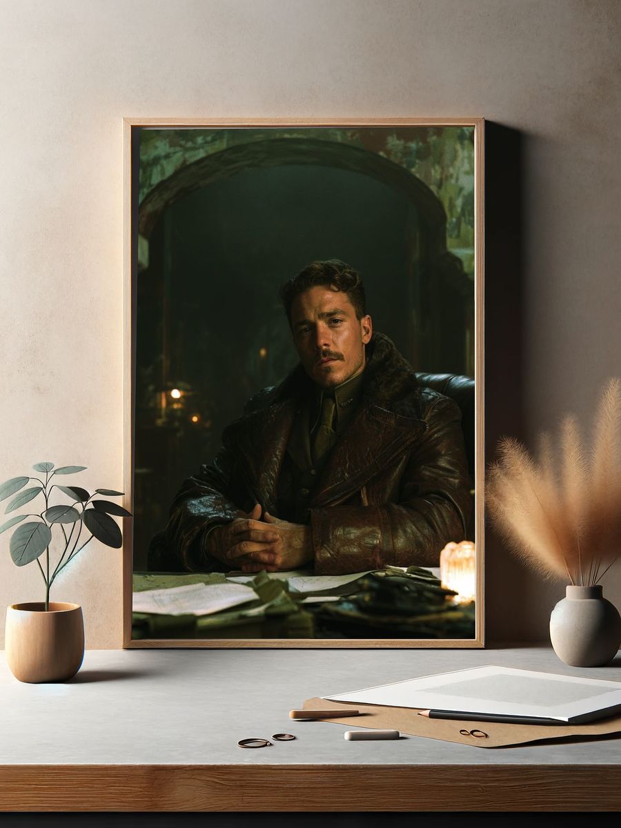 Moody Portrait in Green Light Poster. — room view 2