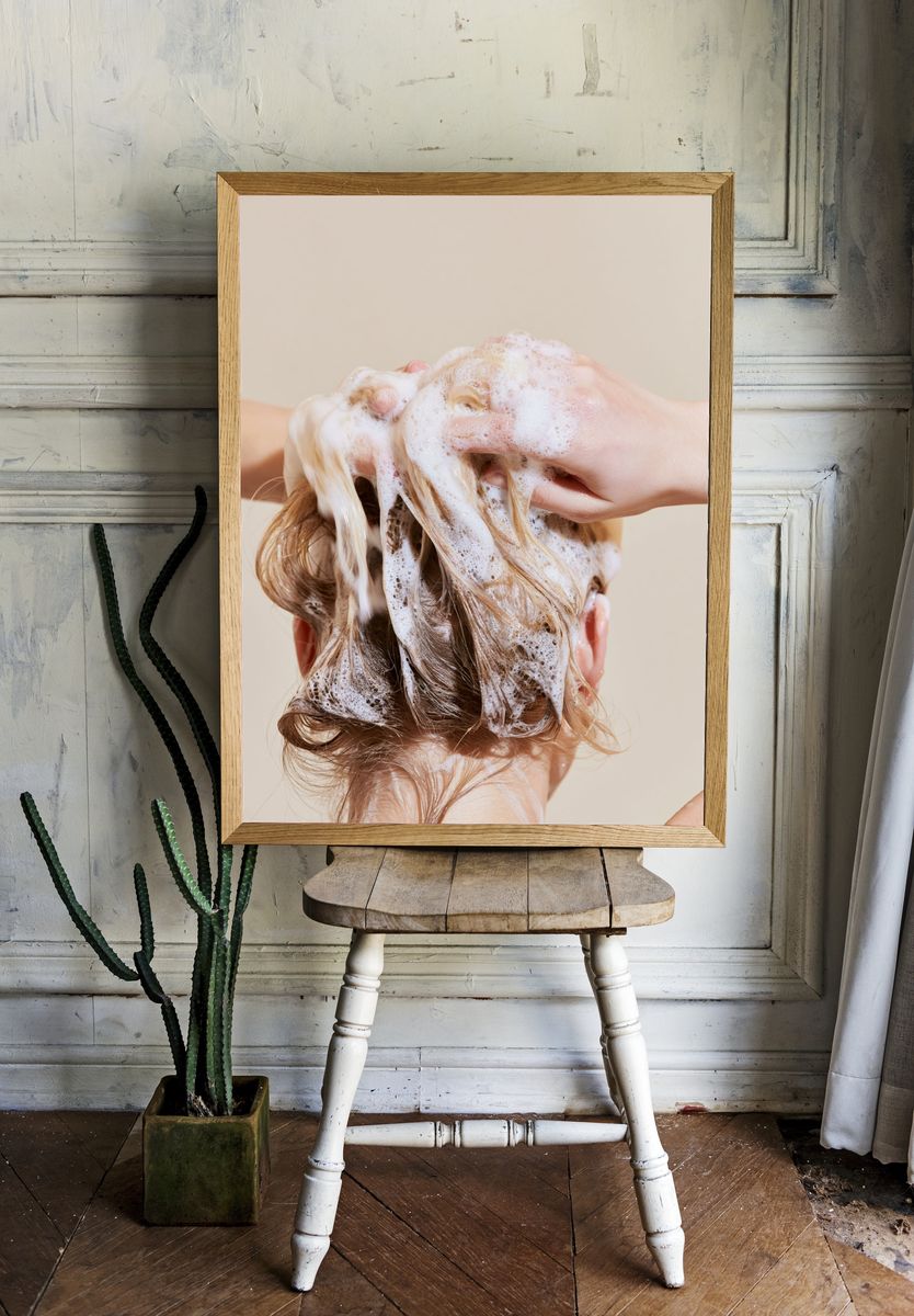 Foamy Hair Wash Photography Poster. room preview
