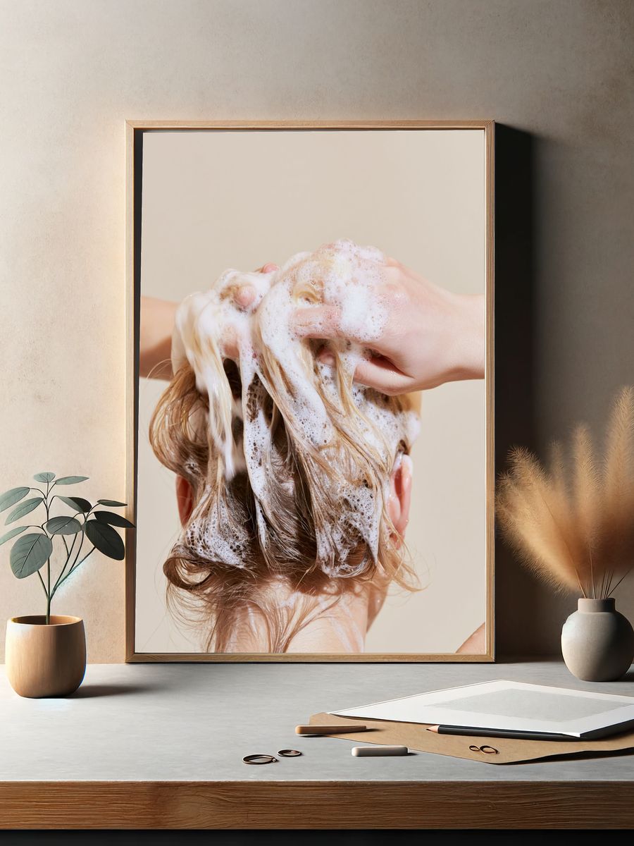 Foamy Hair Wash Photography Poster. — room view 2