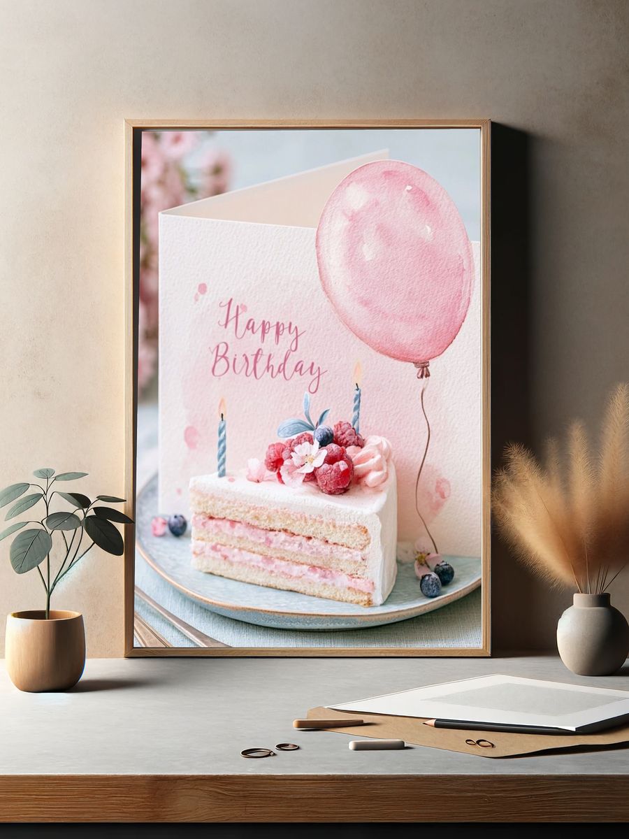 Happy Birthday Cake Photography Poster. — room view 2
