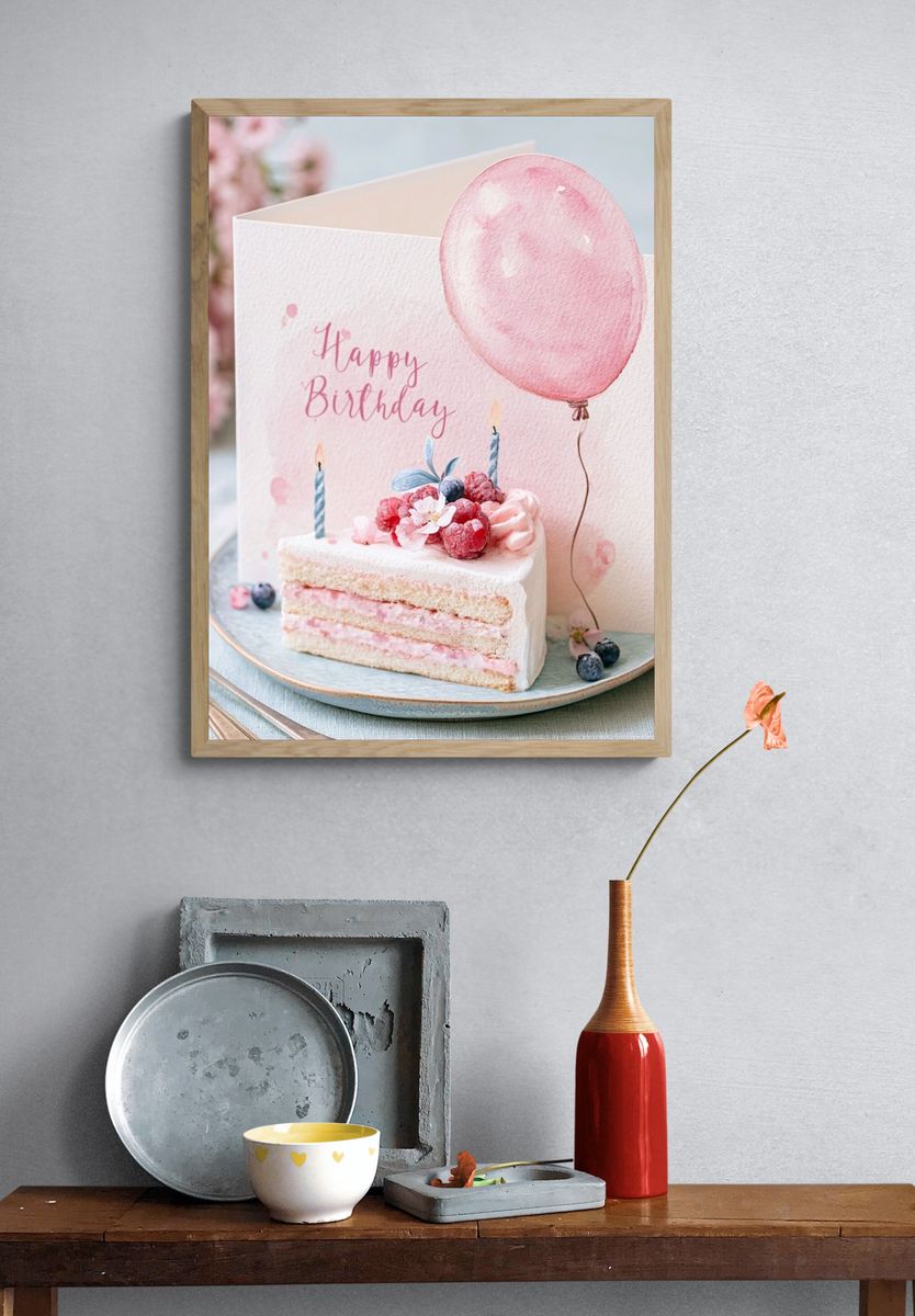 Happy Birthday Cake Photography Poster. — room view 3