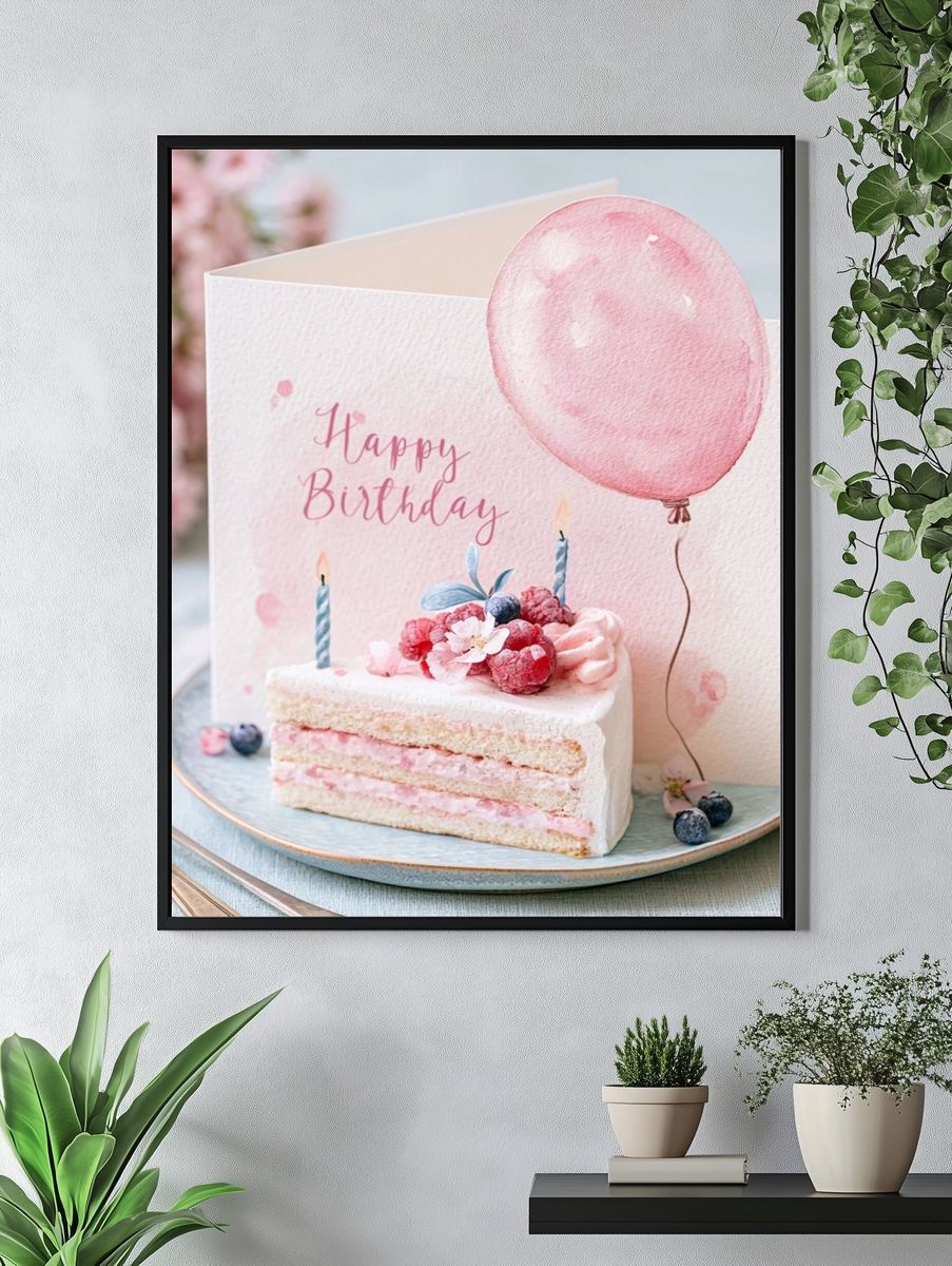 Happy Birthday Cake Photography Poster. — room view 4