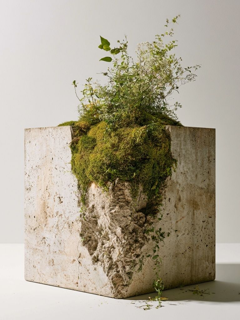 Mossy Stone Planter Photography Poster. poster — photography art