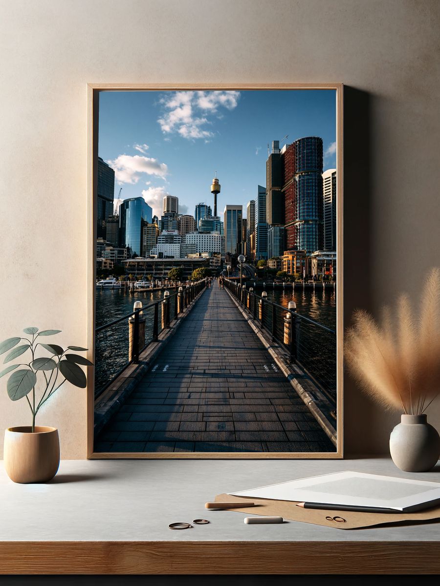 Sydney Harbour Skyline Photography Poster. — room view 2