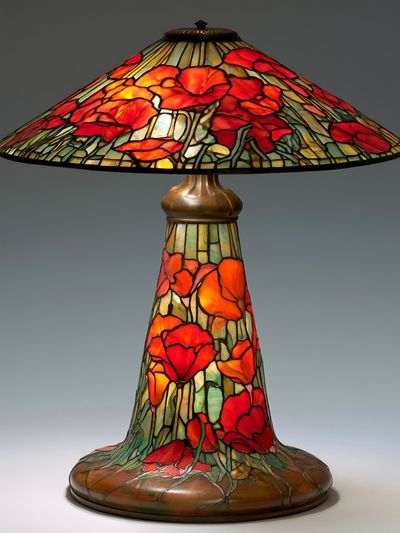 Stained Glass Poppy Lamp Print.