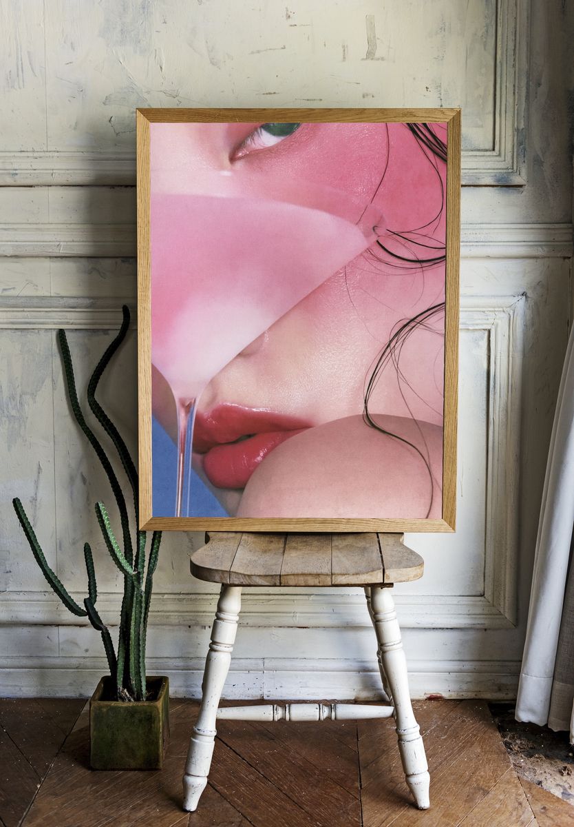 Pink Lips Close-Up Photography Poster. room preview