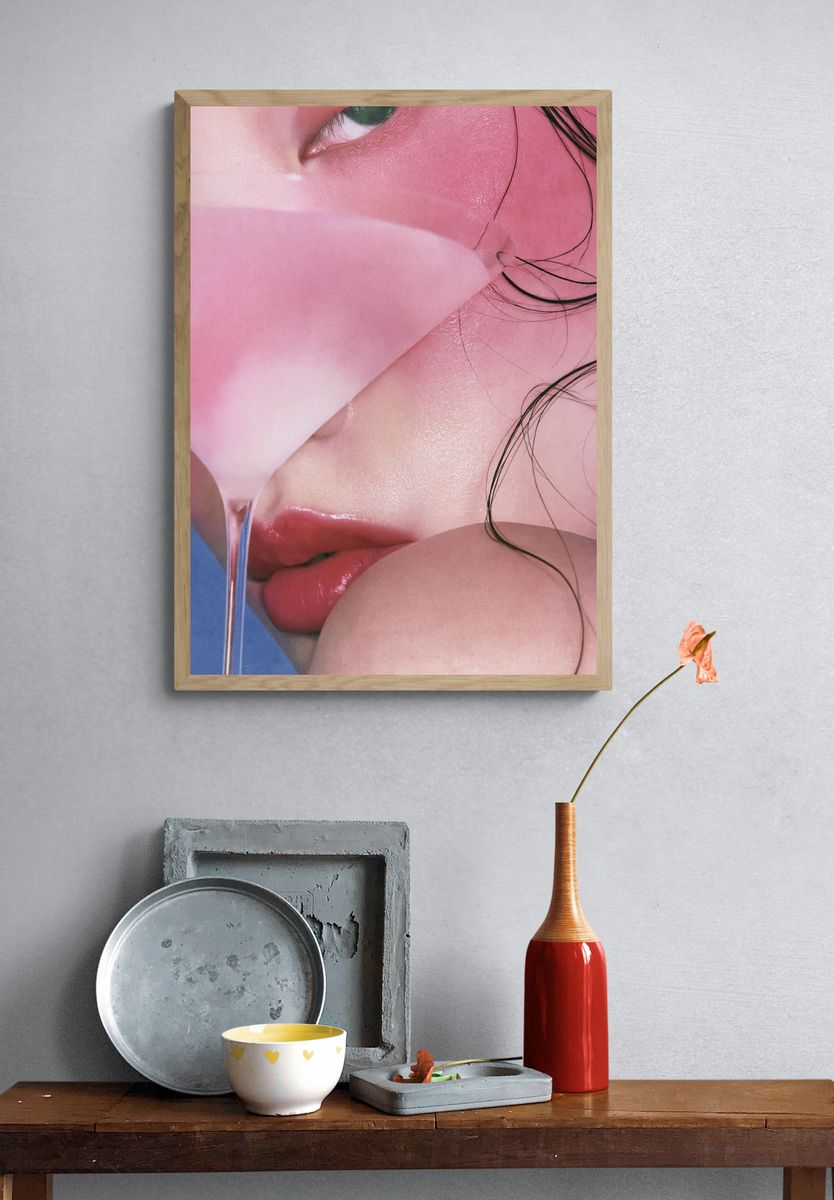 Pink Lips Close-Up Photography Poster. — room view 3