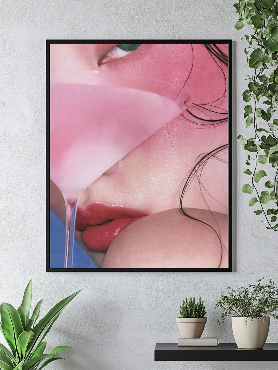 Pink Lips Close-Up Photography Poster. — room view 4