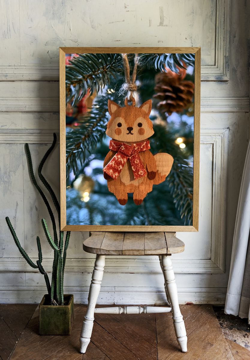 Woodland Fox Ornament Photography Poster. — room view 1