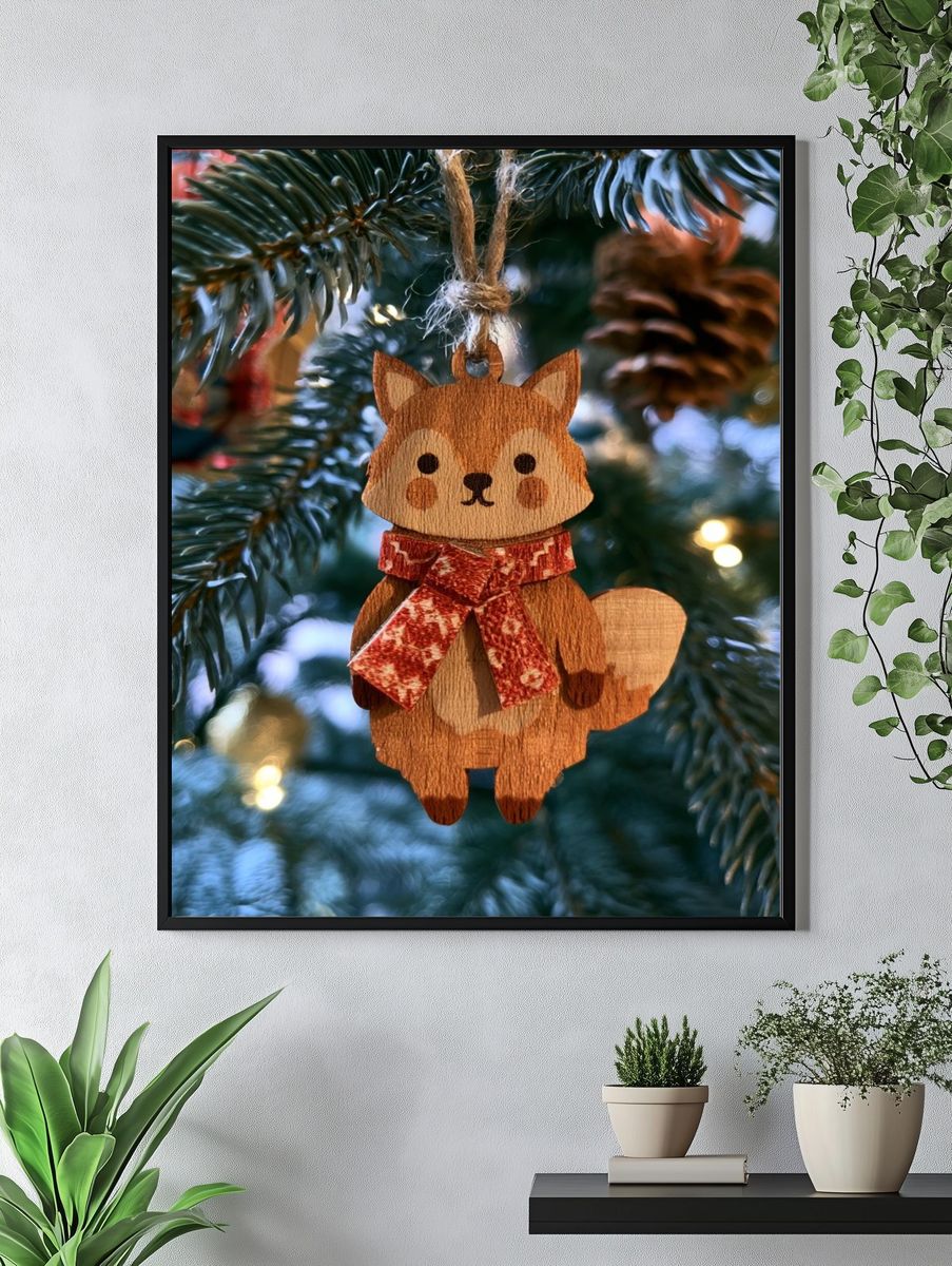 Woodland Fox Ornament Photography Poster. — room view 4