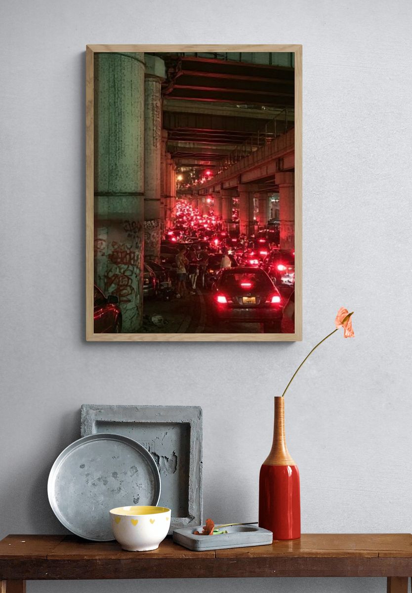 Urban Traffic Underpass Photography Poster. — room view 3