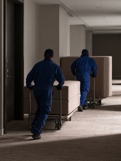 Moving Crew Hallway Photography Poster.