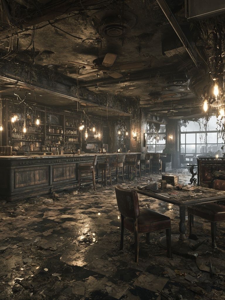 Abandoned Bar Interior Photography Poster. poster detail