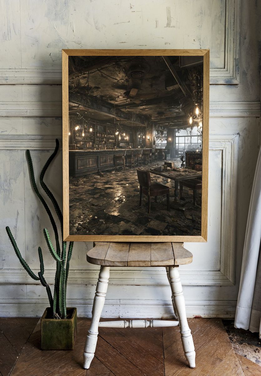 Abandoned Bar Interior Photography Poster. — room view 1
