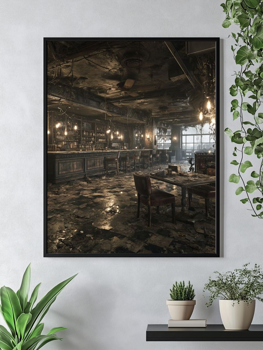 Abandoned Bar Interior Photography Poster. — room view 4