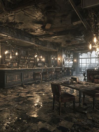Abandoned Bar Interior Photography Poster. poster