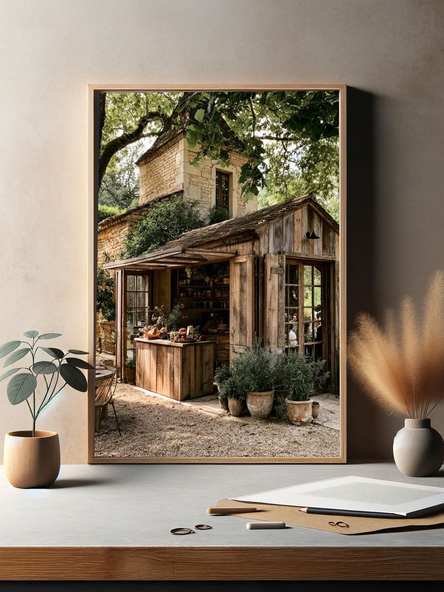 Rustic Garden Cottage Photography Poster. — room view 2