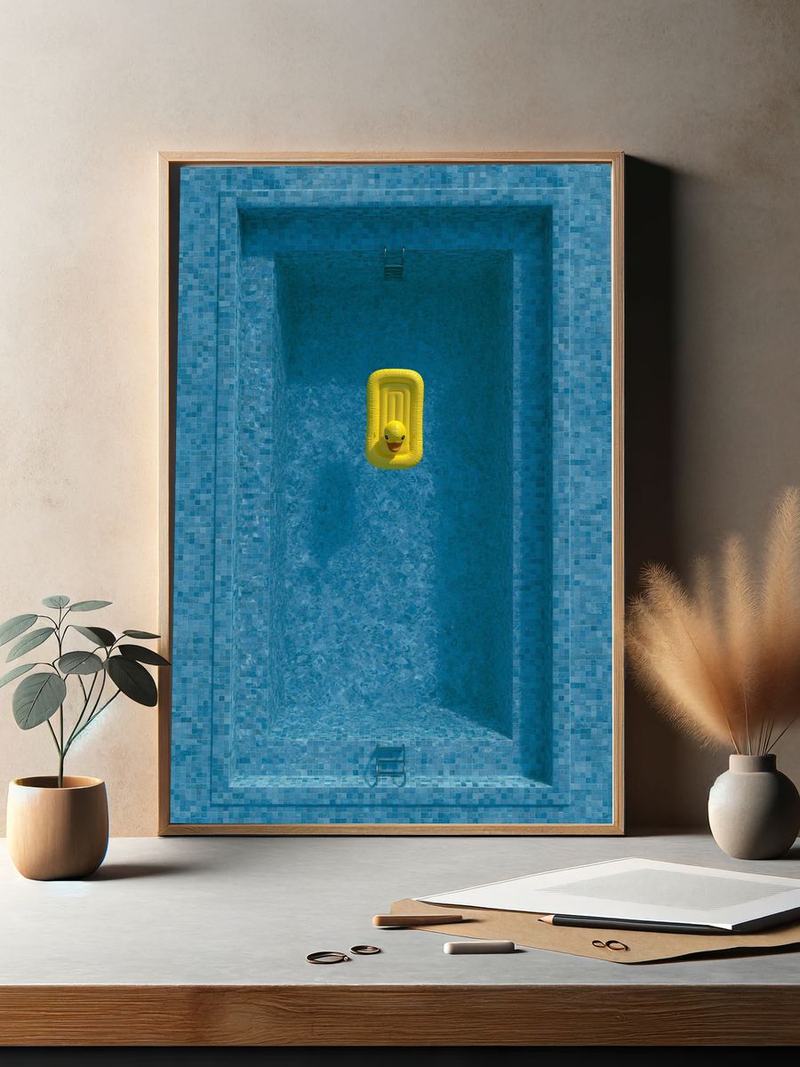 Yellow Duck Pool Photography Poster. — room view 2