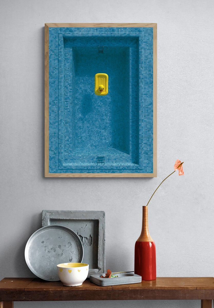 Yellow Duck Pool Photography Poster. — room view 3