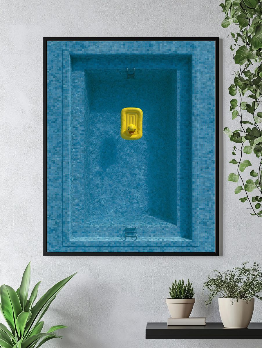 Yellow Duck Pool Photography Poster. — room view 4