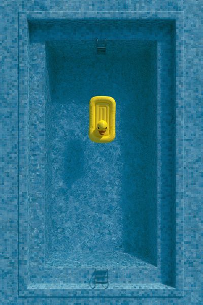Yellow Duck Pool Photography Poster. poster print