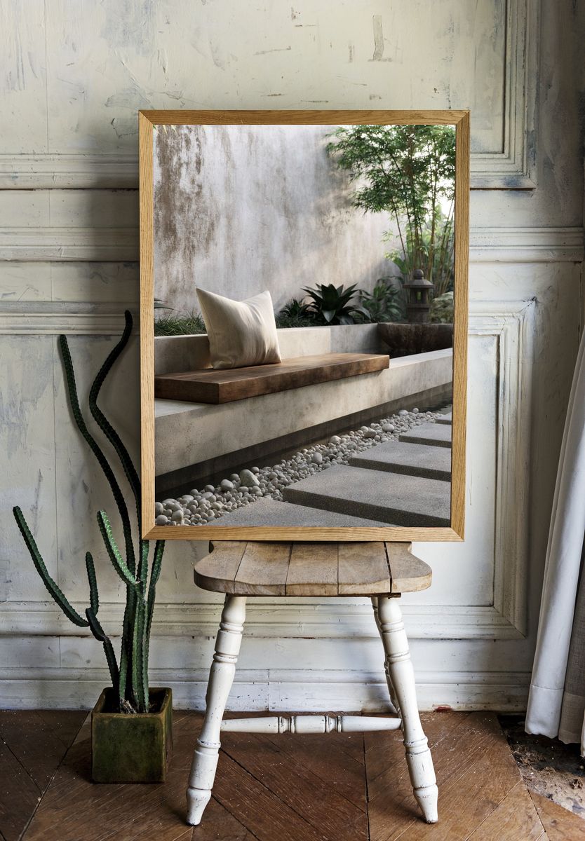 Zen Garden Courtyard Photography Print. room preview
