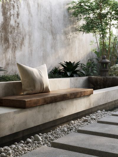 Zen Garden Courtyard Photography Print. poster