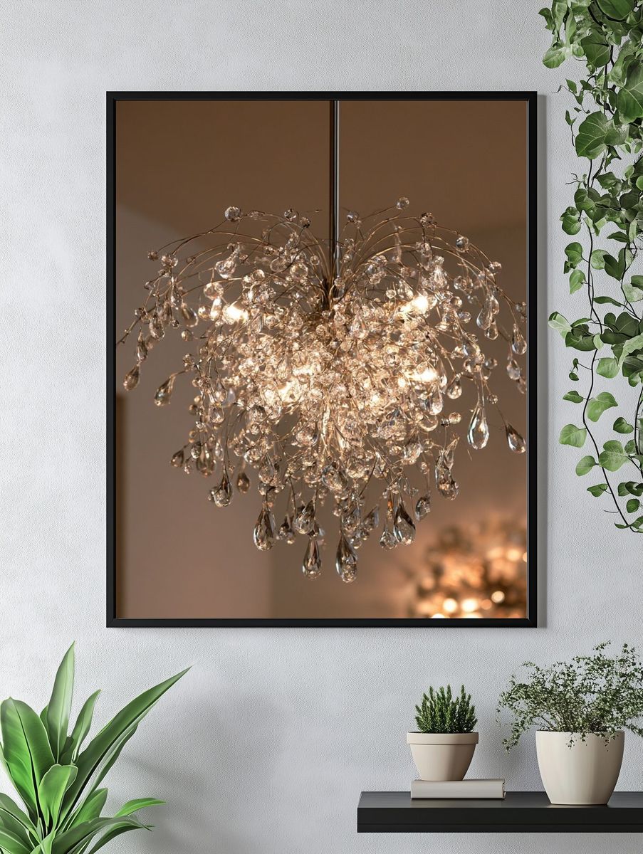 Crystal Chandelier Photography Poster. — room view 4