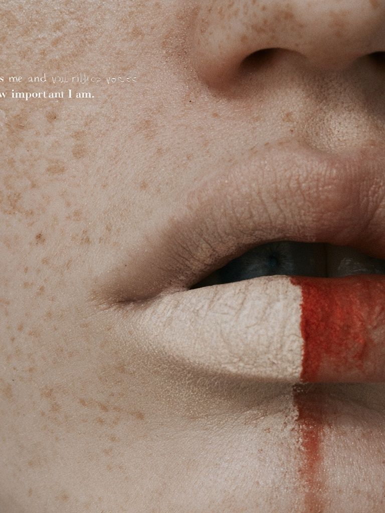 Freckled Lips Close-Up Photography Poster. poster — photography art