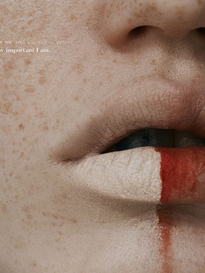 Freckled Lips Close-Up Photography Poster.