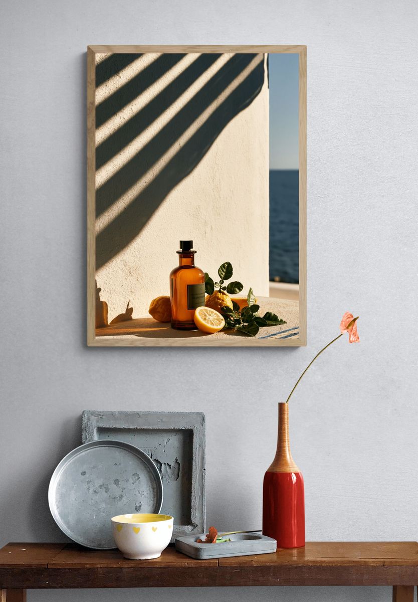 Citrus Still Life Photography Poster. — room view 3