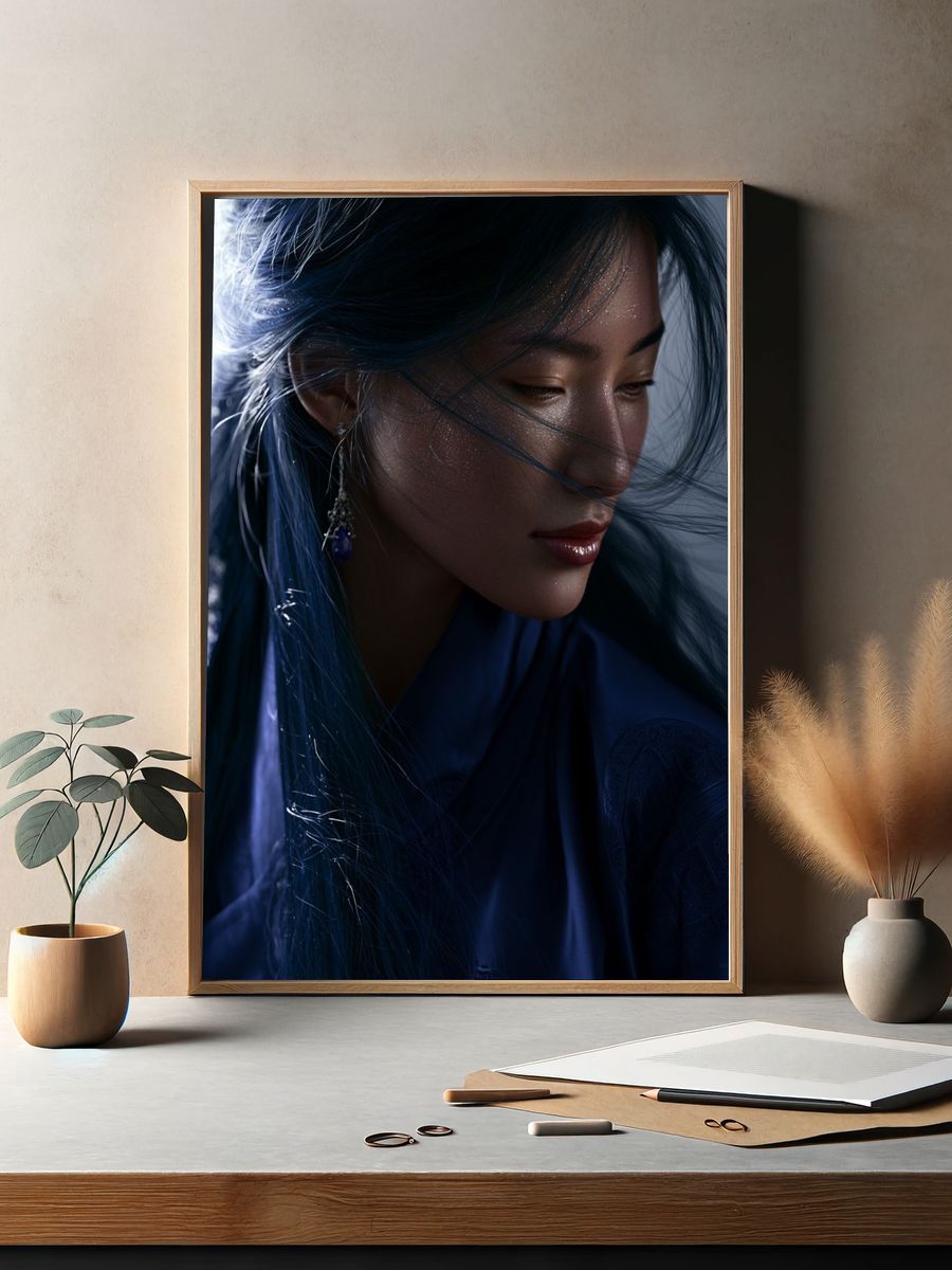 Blue-Haired Portrait Photography Poster. — room view 2