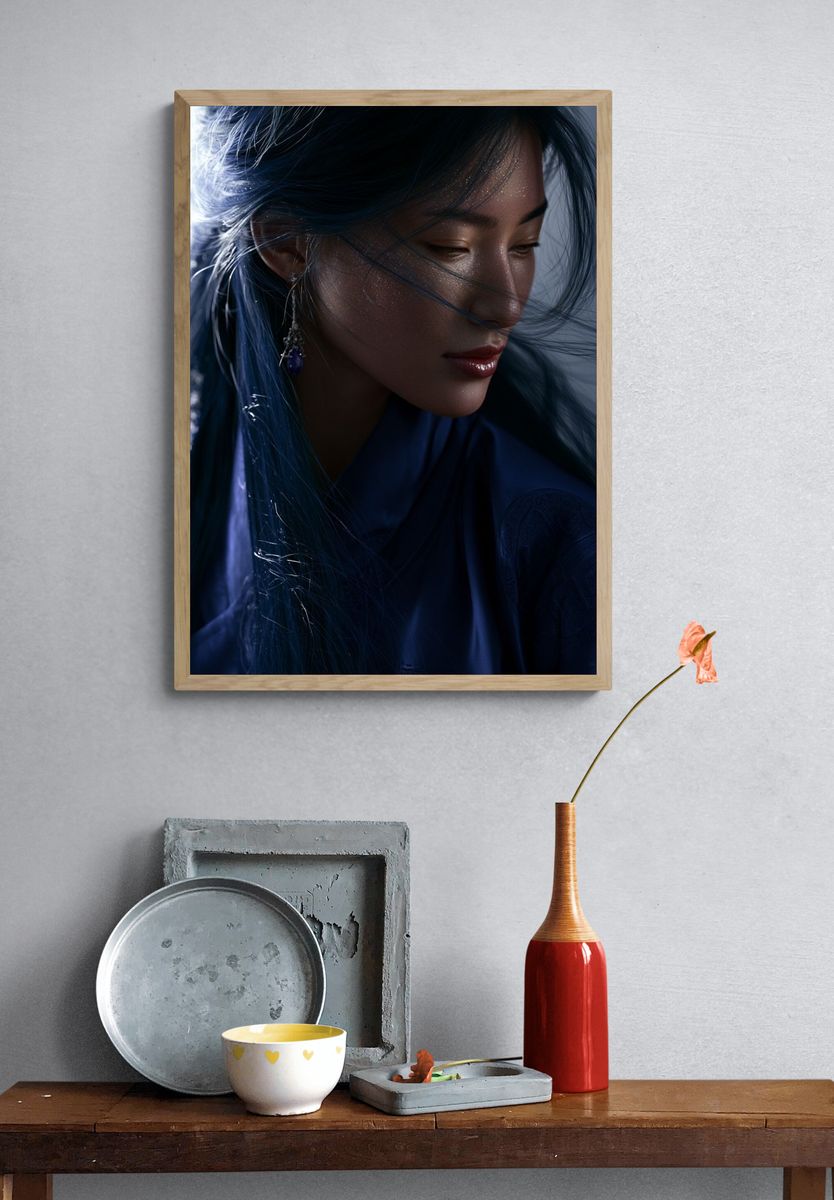 Blue-Haired Portrait Photography Poster. — room view 3