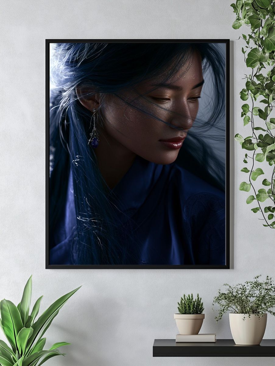 Blue-Haired Portrait Photography Poster. — room view 4