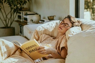Cozy Reading Moment Photography Poster.