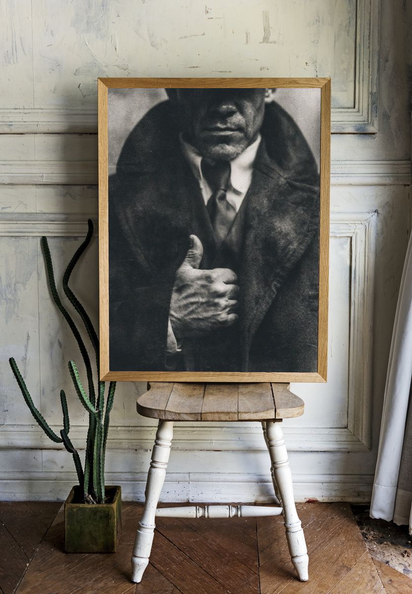 Mysterious Man in Coat Black-White Poster. room preview