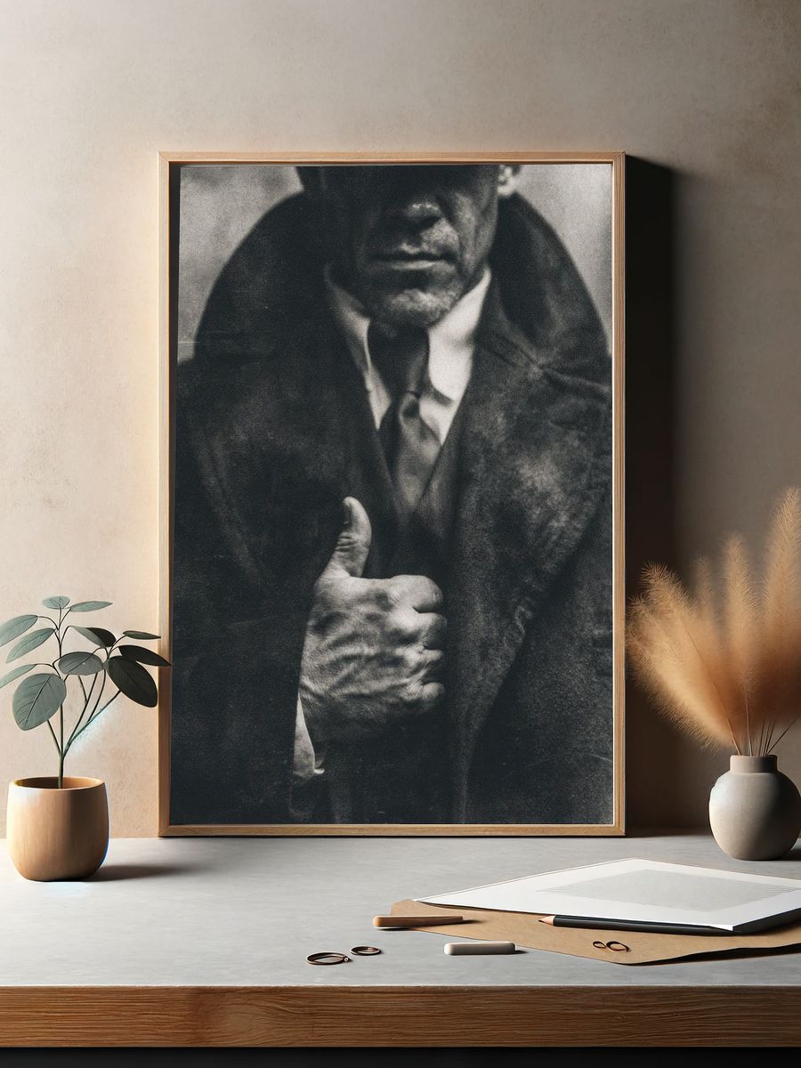 Mysterious Man in Coat Black-White Poster. — room view 2