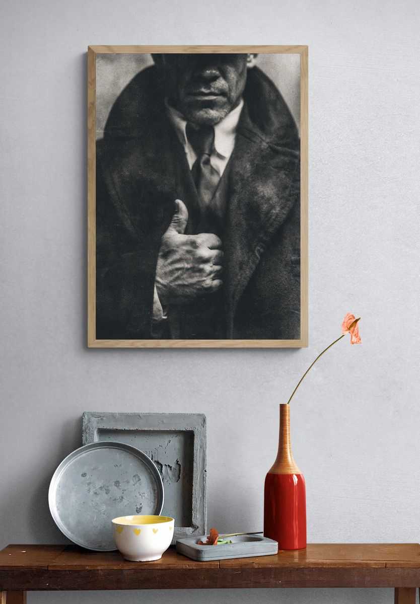 Mysterious Man in Coat Black-White Poster. — room view 3