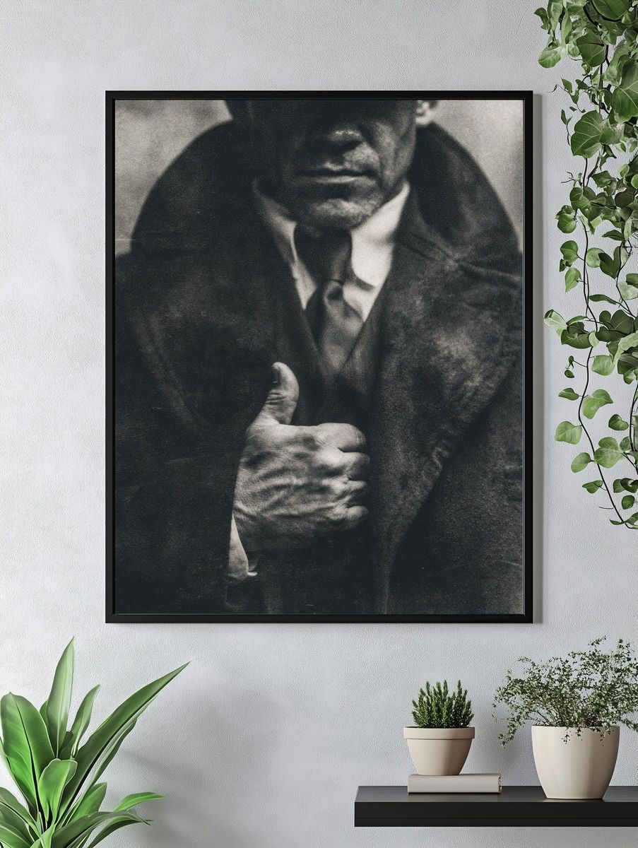 Mysterious Man in Coat Black-White Poster. — room view 4