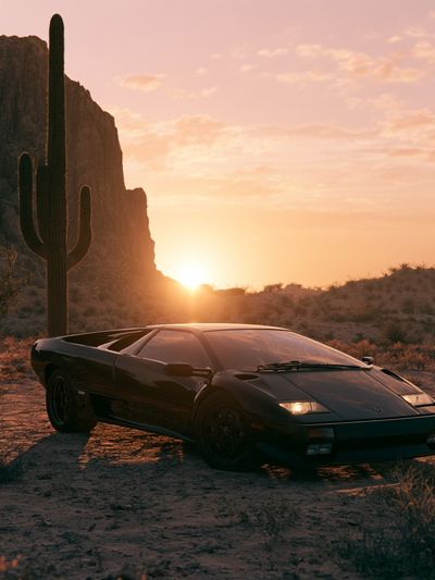 Desert Supercar Sunset Photography Poster. poster