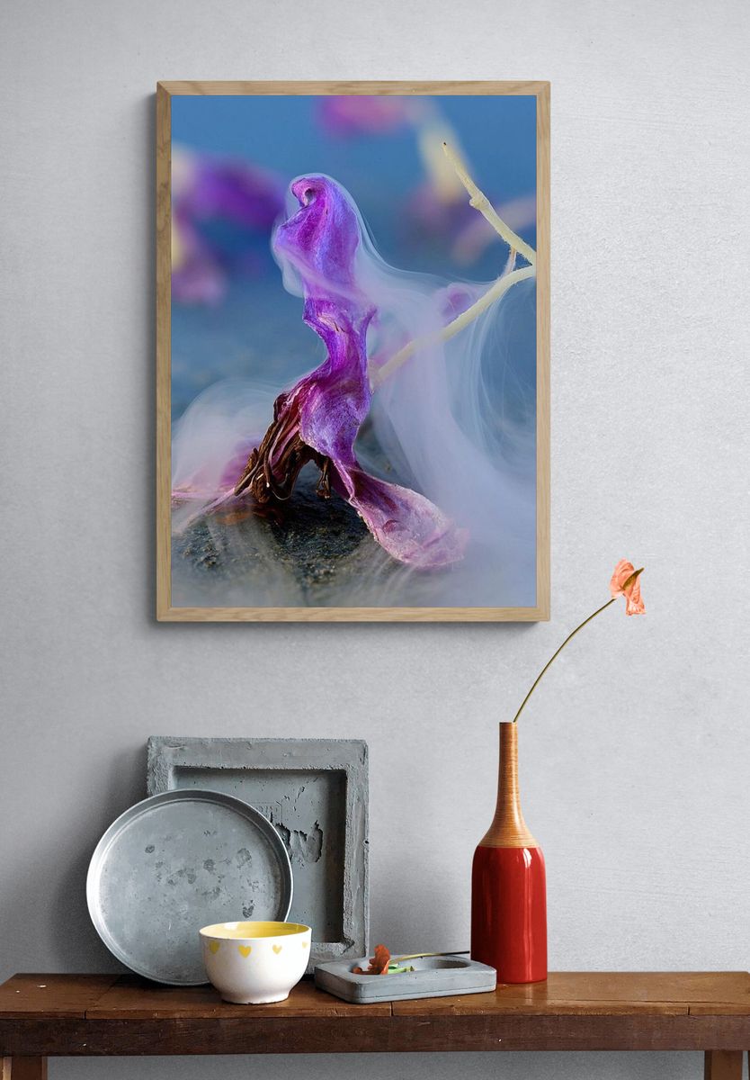 Purple Flower Smoke Photography Poster. — room view 3