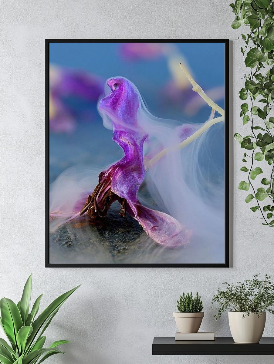 Purple Flower Smoke Photography Poster. — room view 4