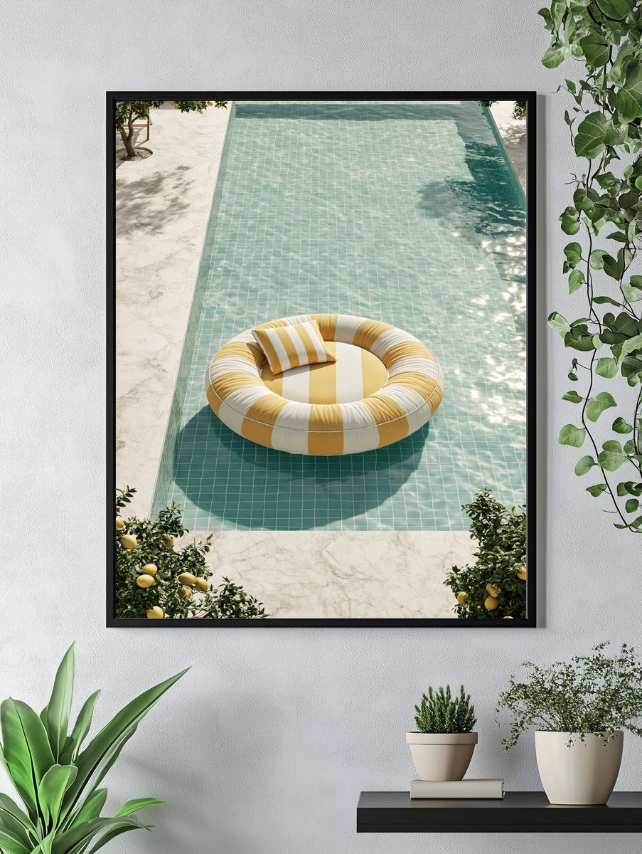 Lemon Poolside Float Photography Poster. — room view 4