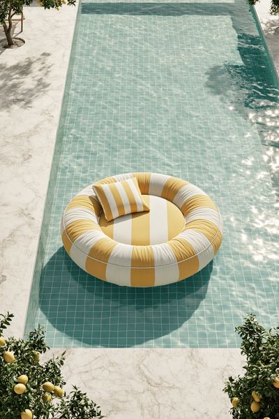 Lemon Poolside Float Photography Poster.