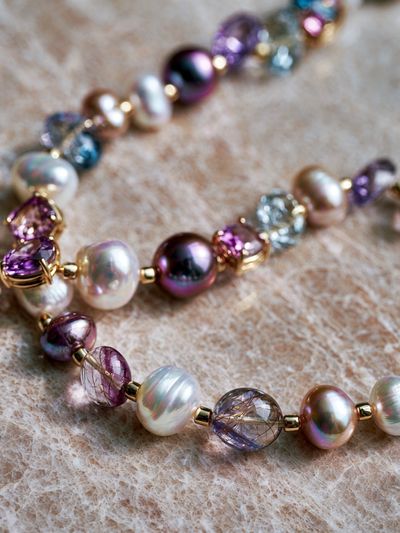 Pearl and Gem Necklace Photography Poster. poster