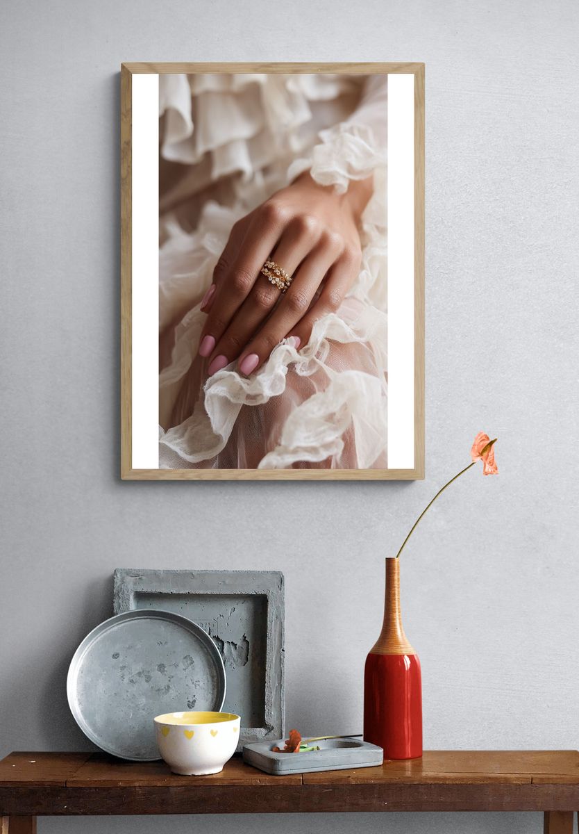 Elegant Hand with Floral Ring Poster. — room view 3