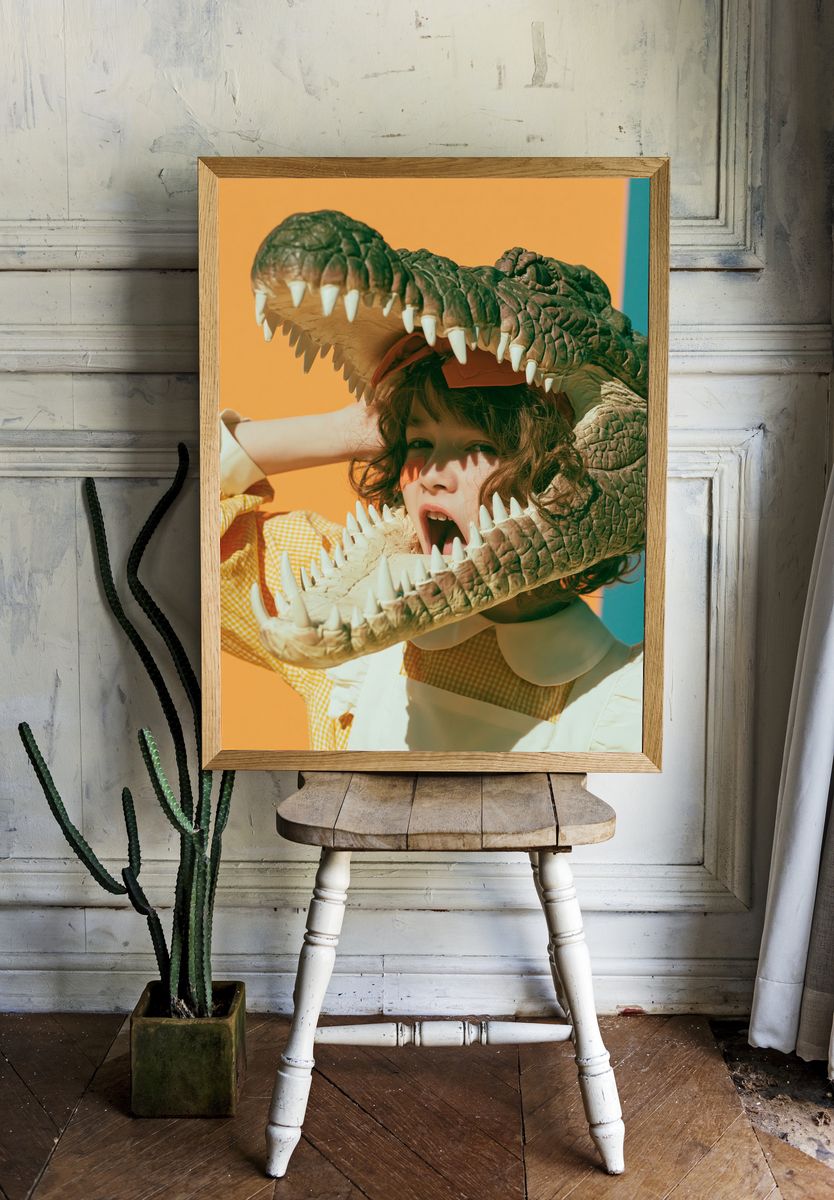 Crocodile Costume Portrait Print. room preview