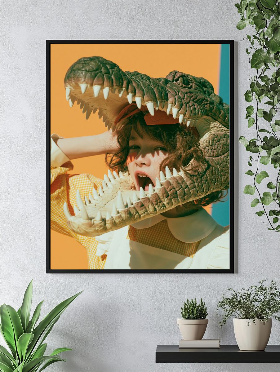 Crocodile Costume Portrait Print. — room view 4