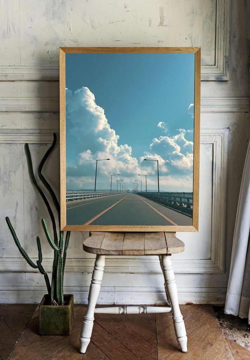 Open Road Bridge Photography Poster. — room view 1