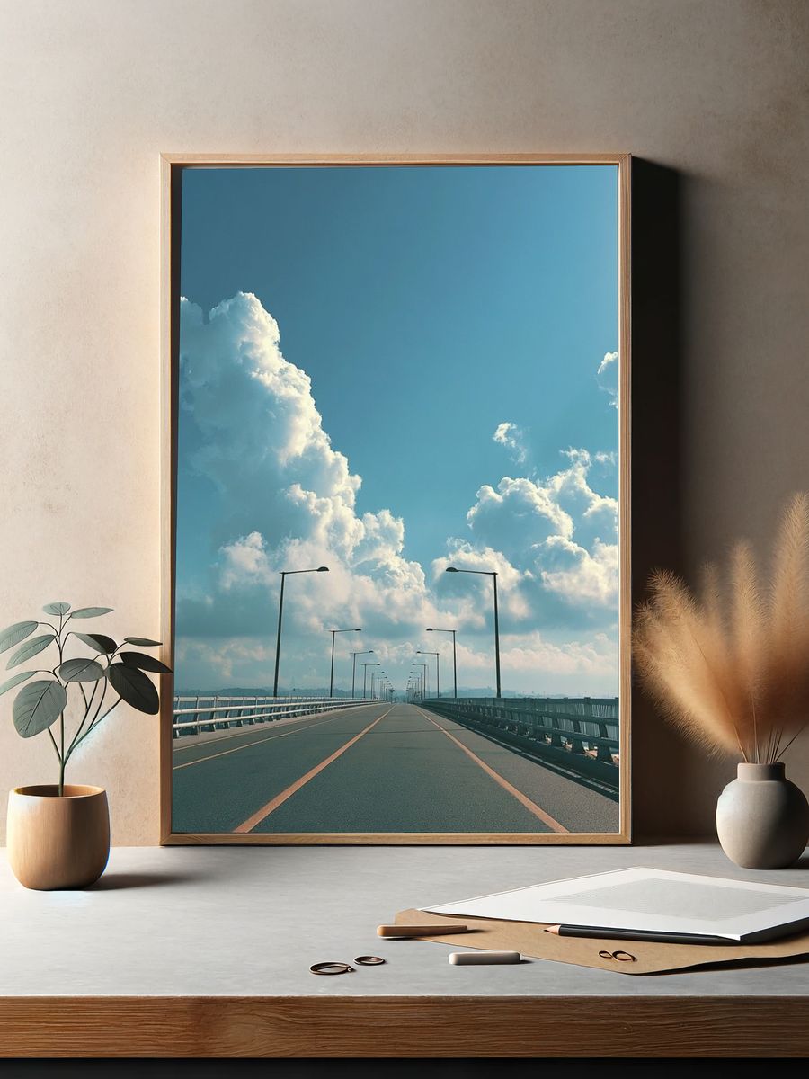 Open Road Bridge Photography Poster. — room view 2